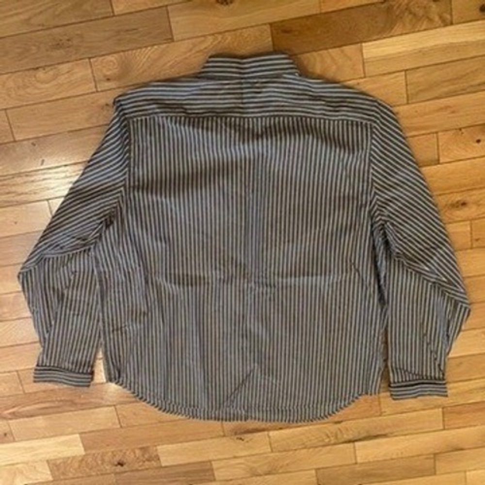 Lauren Ralph Lauren Mens XL Brown White Striped Cotton Shirt Long Slv - Picture 5 of 5